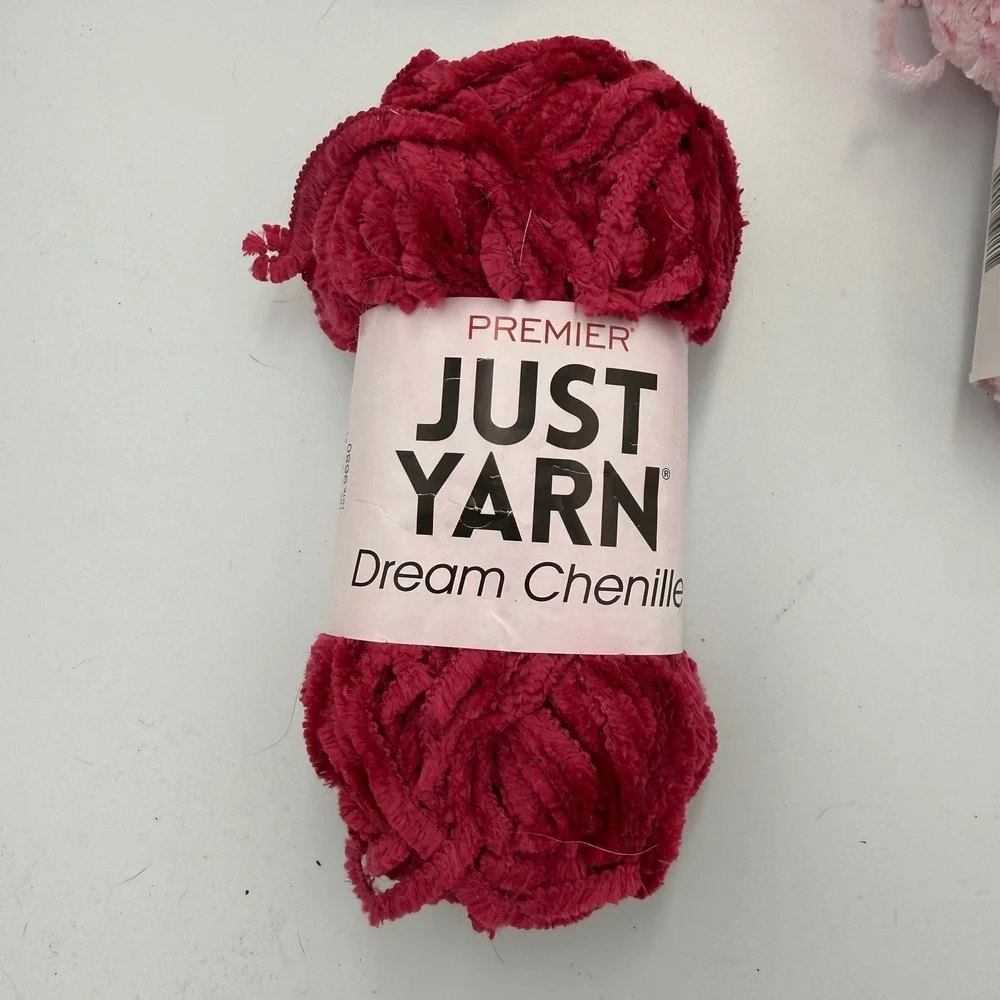 Lot of Premier Just Yarn Dream Chenille Yarn Bundle Red Pink Black Super Bulky